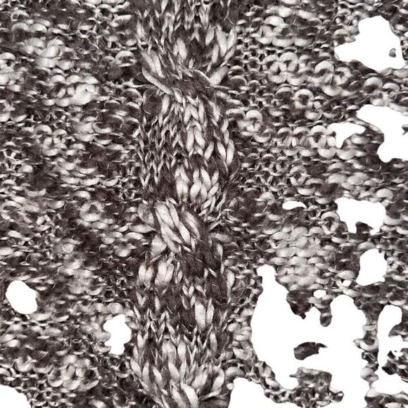 Ladies Size M Absinthe Heathered Brown Mock Neck Braid Ribbed Knit Sweater - Picture 5 of 9